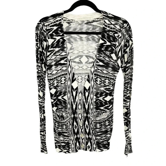 Twelfth Street by Cynthia Vincent Black & White Ikat Cardigan Women's Size Small - Picture 1 of 8